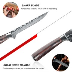 Boning Knife 6″Fillet Knives Kitchen Chef Knife Damascus Style High Carbon Steel