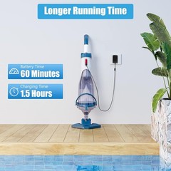 Cordless Pool Vacuum With Telescopic Pole 18.5 Gpm Rechargeable Cleaner