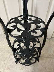 Vintage Victorian Cast Iron 3 Tier plant Stand 26.5”h Flat Black Rose Pattern