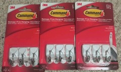 3 Packs – 3M Command Damage-Free Hanging 225 g( 0.5 lb) 3 Hooks 4 Small Strips