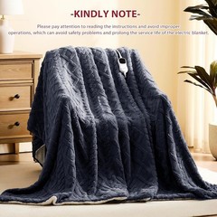 Heated Electric Blanket Queen Size-84″x90″ Heating Blanket with 10 Heating Le…