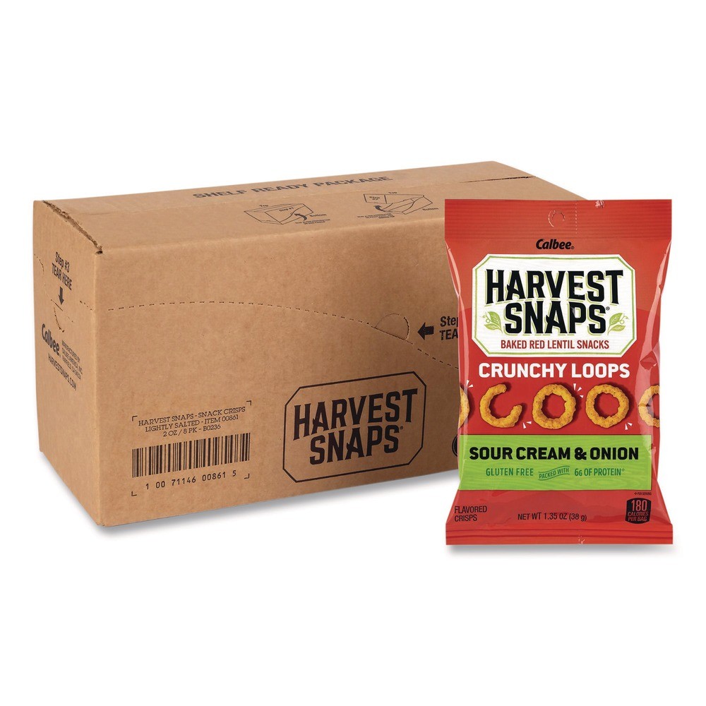 Green Rabbit 22002516 1.35 oz Crunchy Loops – Sour Cream and Onion (8/Box) New
