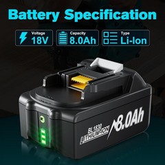 2PACK For Makita 18Volt 8.0Ah LXT Li-Ion Battery BL1860B BL1830 BL1850 /Charger