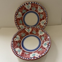 2 Ceramica Vietri Solimene Italy 9.5” Pasta or Salad Bowl Chicks Birds Chicken 2