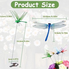 12 Fake Dragonfly Clips Clip on Dragonfly for Outdoors 3D Dragonfly Garden Decor