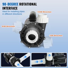 VEVOR 2 Speed SPA Pump 48-Frame Hot Tub Pump 1.5 HP/150 GPM or 0.46 HP/70 GPM