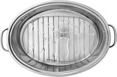 Fox Run Oval Roaster Set, Stainless Steel, 10-Quart