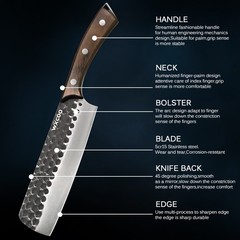 High Carbon Steel Kitchen Forged Chef Knife Butcher Boning Knife Meat Cleaver