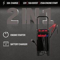 Electric Wheeled Manual 10A Car Battery Charger and 250A Engine Starter