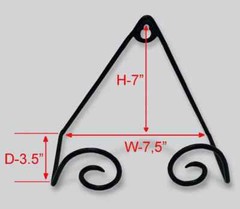 Bard’s Black Wrought Iron Wall Mountable Curled Plate Hanger for Plates 8″ – 11