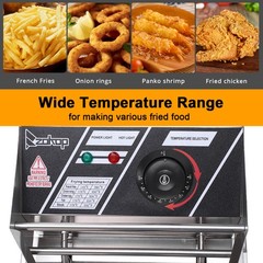 2500W 6L Commercial Electric Deep Fryer Restaurant Stainless Steel 10.5QT W/Lid