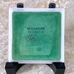 Hermes Mini Change Tray Porcelain Ashtray Patchwork 8x8cm Set of 2 with Case