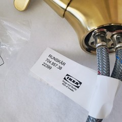 IKEA RUNSKAR Sink Faucet Brass Color 2 Handle 704.957.38 Open / Unused Complete