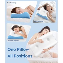 Cooling Memory Foam Pillow W/ Neck Support & Ear Pressure Relief Side Sleepers