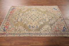 Vintage Traditional Rug 4×6 Hand-knotted Wool Geometric Carpet for Any Room