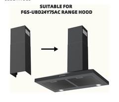 Firegas Black Range Hood Extension Chimney Wall Mount 8.11″W x 6.65″D x 27.55″H