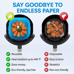 3x Air Fryer Silicone Pot Rectangle Baking Tray Basket Liners Insert Dish New