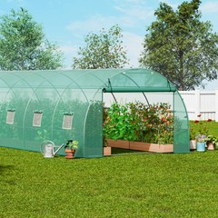 VEVOR Walk-in Tunnel Greenhouse 29.2×9.7×6.5ft Galvanized Frame PE Cover Green
