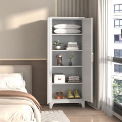 Freestanding Kitchen Pantry Storage Cabinet 3 Adjustable Shelves Metal Cupboards