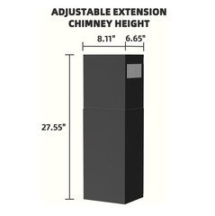 Firegas Black Range Hood Extension Chimney Wall Mount 8.11″W x 6.65″D x 27.55″H