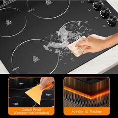 24in Electric Ceramic Cooktop 4 Burners,8 Power Levels, Residual Heat Indicator