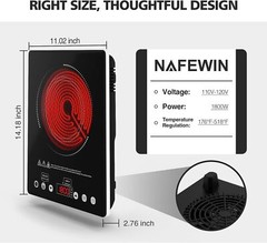 1800W Single Burner Electric Ceramic Cooktop 14″ Infrared Hot Plate Stove Top
