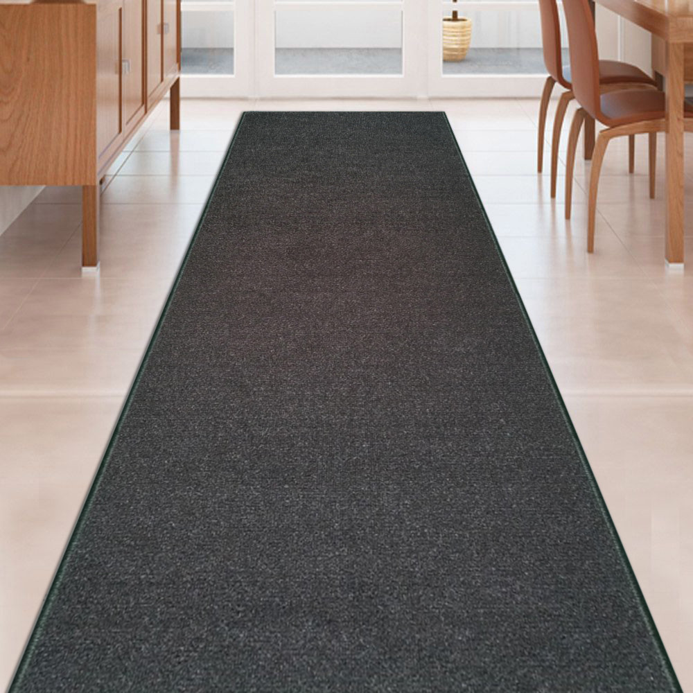 Custom Size SOLID BLACK Stair Hallway Runner Rug Non Slip Rubber Back