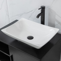 Bathroom Vessel Sink Glass Ceramic Bowl Drain Faucet Combo Pop Up Basin Set US