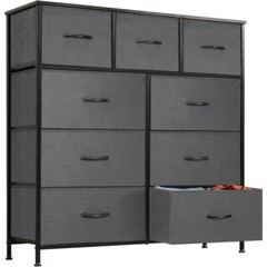 Dresser for Bedroom with 9 Drawers Chest Tower Bins TV Stand Organizer Storage