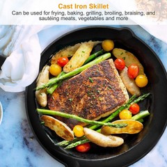 3Pcs Pre-Seasoned Cast Iron Skillet Set 6 8 10in Non-Stick Oven Safe Cookware He