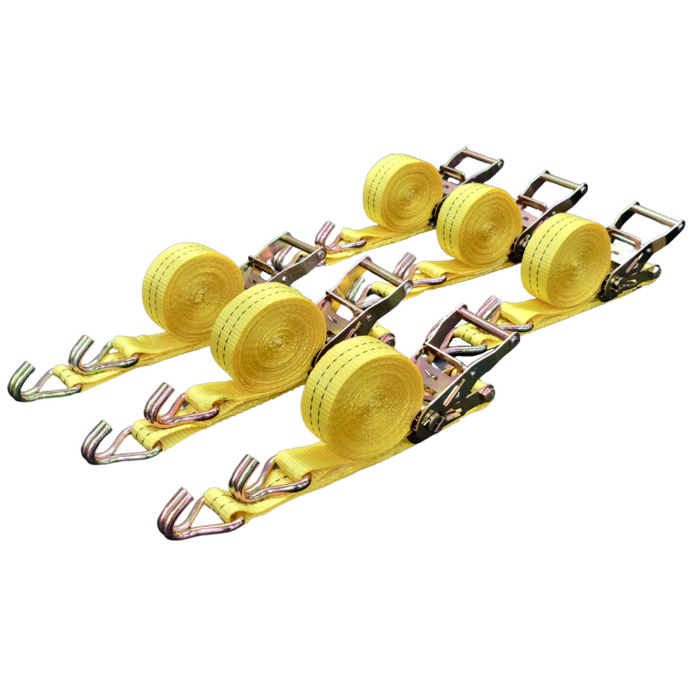 6 PACK 1.5″ x 15′ 4000 lb Ratchet Straps J Hook Heavy Duty Tie Downs New