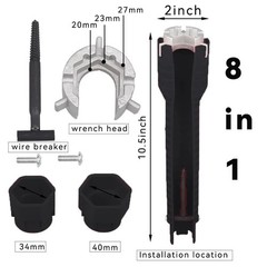 8 in 1 Faucet Sink Installer Home Multi Tool Pipe Wrench For Plumbers Homeowners