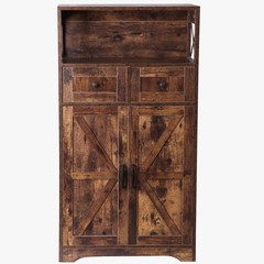 Brown Storage Cabinet with Doors & Drawers Freestanding Kitchen Pantry Cabinet