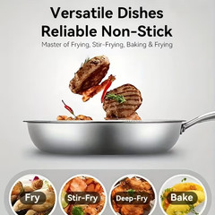 Stainless Steel 10 in Tri-Ply Fry Pan, 304 Grade Material, Non-Stick , PFOA Free