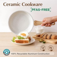 Sensarte Ceramic Nonstick Cookware Set, 10 Pieces, Induction Compatible, White,