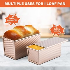 2 Pack Pullman Loaf Pan with Lid 1 Lb/0.5 Lb Dough Capacity for Homemade Bread