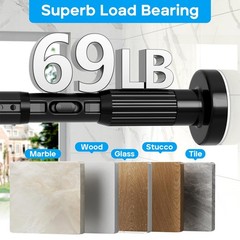 ZipGlo Tension Curtain Rod，40-67.7IN(3.33-5.64Ft) One-Click Fast Extension Rod E