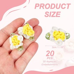 20Pcs Ribbon Flowers 1.2″ Fabric Flowers Satin Ribbon White/Yellow
