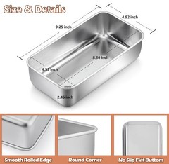 2 Pack Bread Loaf Pans for Baking Bread, 9x5Inch Stainless Steel Meatloaf Bak…