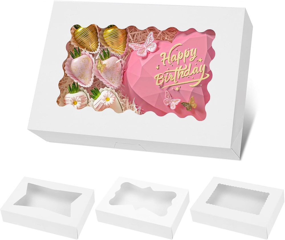 30Pcs Cookie Boxes, 12X8X2.5 Inches Auto-Popup Mother’S Day Bakery Boxes with 3