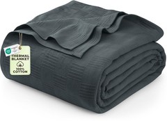 Utopia Bedding Ivory 100% Cotton Blanket [Queen Size – 90×90 Inch] 350GSM…