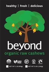 RAW ORGANIC CASHEW HALVES & PIECES -3 LB by beyond (Non-GMO, Fairtrade, Vegan)