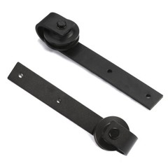 6.6FT Sliding Barn Door Hardware Kit Modern Closet Hang Style Track Rail Black