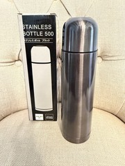 Stainless Steel Thermal Bottle with Cup Vacuum Insulated Bottle Black Gray 500ml