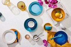 Le Creuset Plates 17cm Set of 4 RIVIERA Collection Teal Meringue Azure Nectar