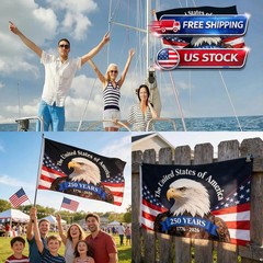 3 Ply 250 Years America Flag – Double Sided Patriotic Eagle 3 X 5 Ft Anniversary