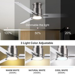 52″ Brushed Nickel Low Profile Ceiling Fan with Light Energy Saving Fan NEW