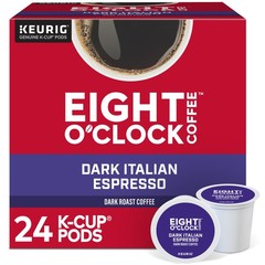 Eight O’Clock Coffee Dark Italian Espresso Roast KCup Pods, Dark Roast, 24 Count