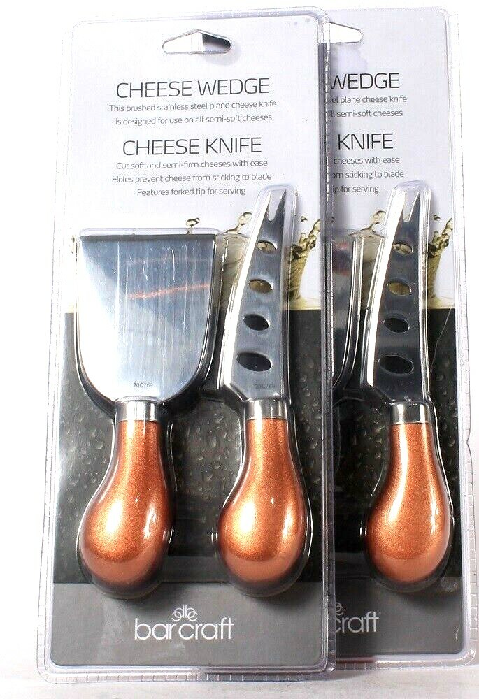 2 Packs Bar Craft Brushed Stainless Steel Cheese Wedge & Knife Hand Wash Only