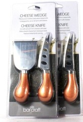 2 Packs Bar Craft Brushed Stainless Steel Cheese Wedge & Knife Hand Wash Only